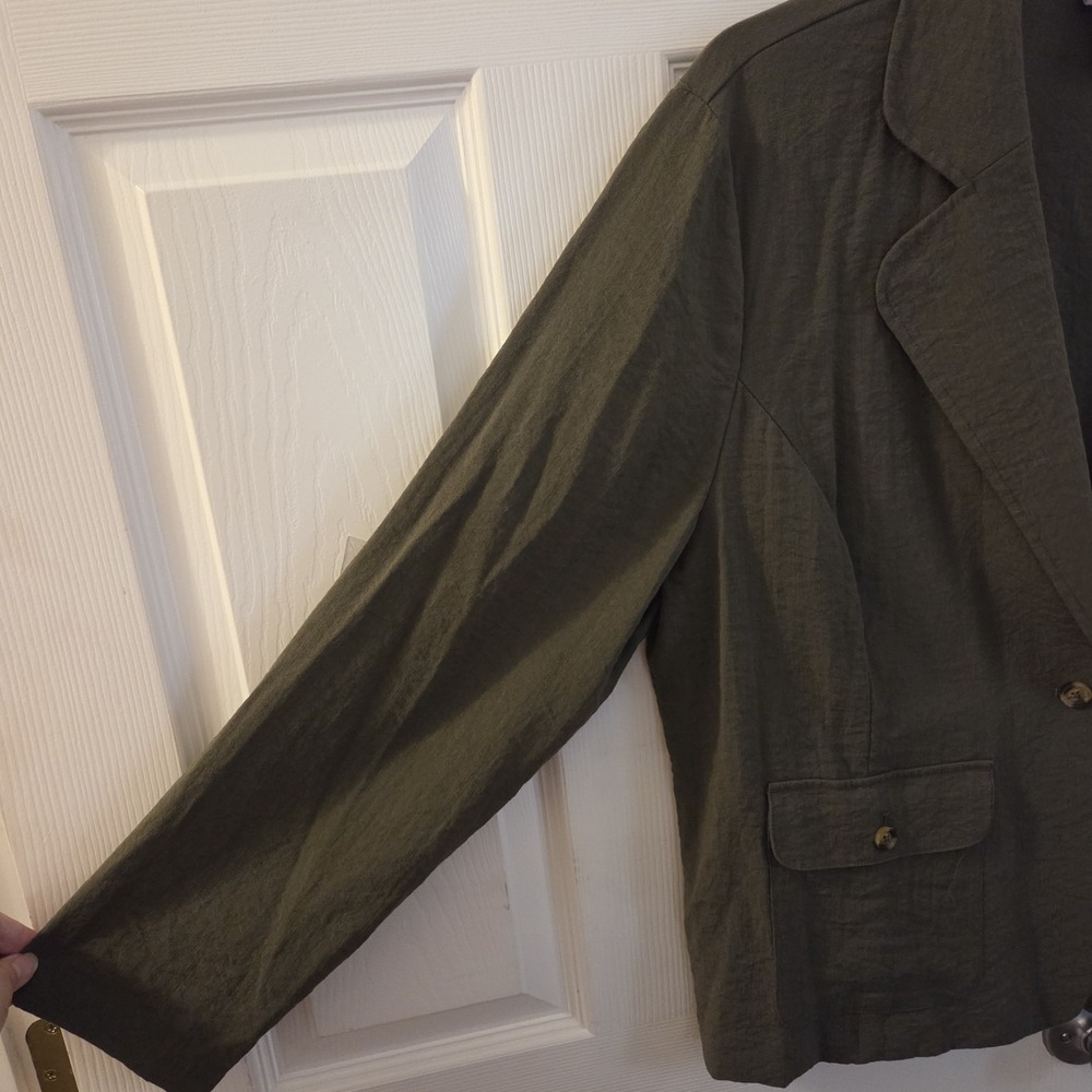 Chico's sz 3 lightweight olive single button blazer jacket XL casual chic - Picture 5 of 13